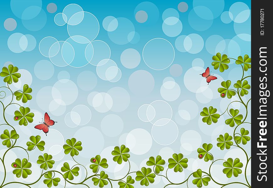 Floral background with a clover