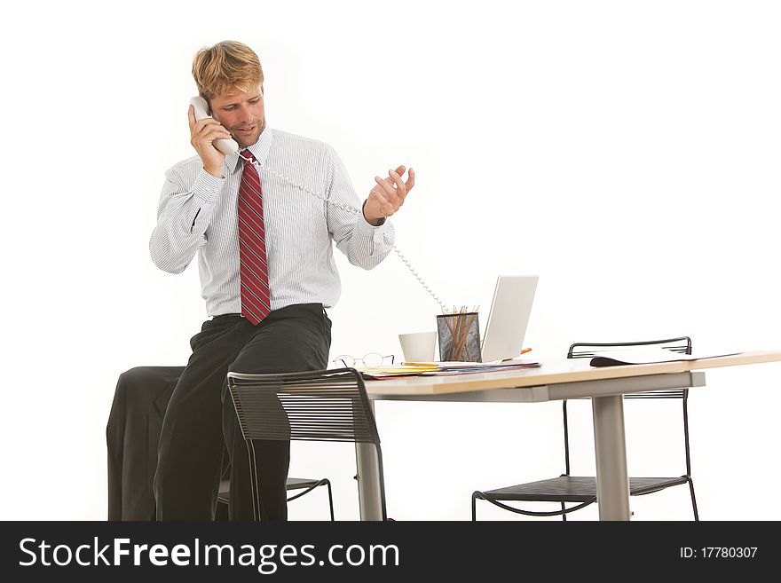 Businessman on the phone at desk