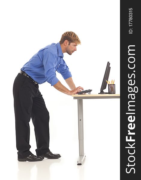 Businessman working on computer at desk