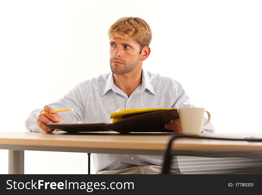 Businessman Working At Desk