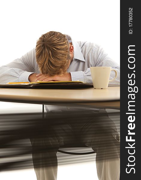 Businessman sleeping at desk