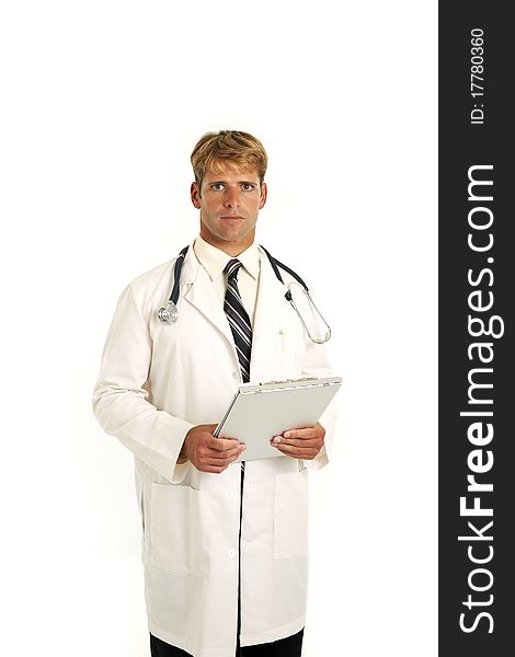 Portrait of doctor with medical chart