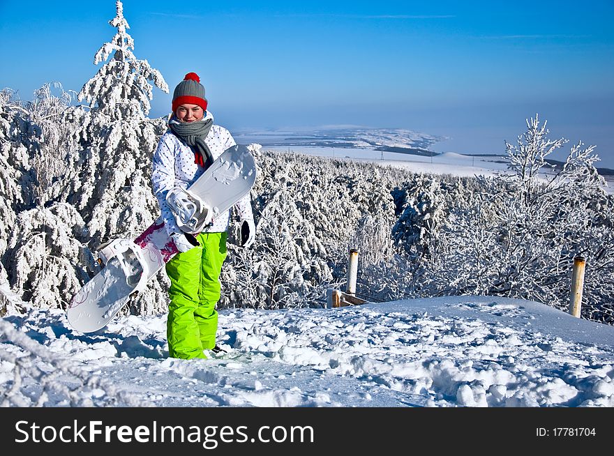 Woman With Snowboard