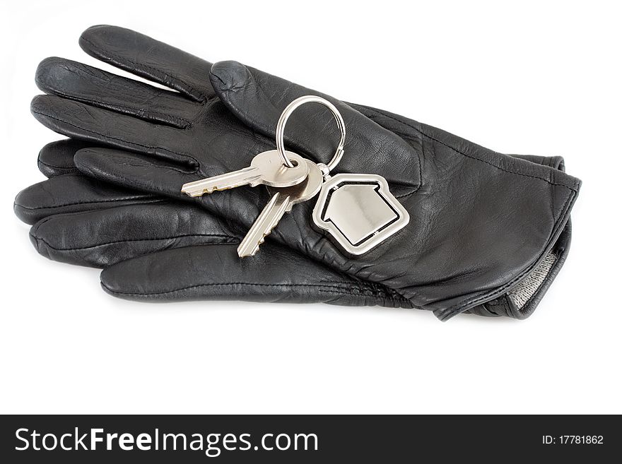 Lady's leather gloves with house keys in it