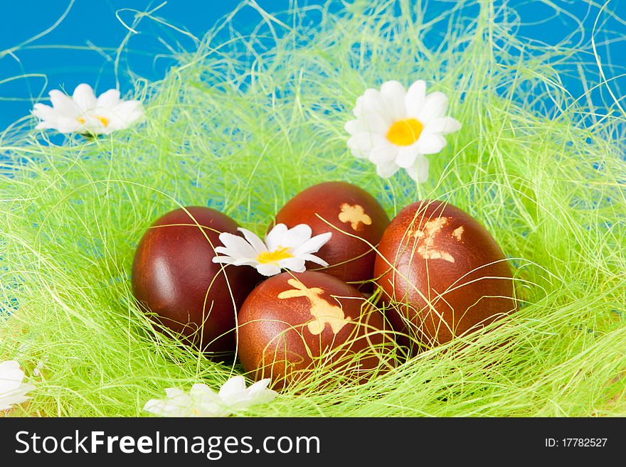 Beautiful dyed eggs, in an easter holiday. Beautiful dyed eggs, in an easter holiday