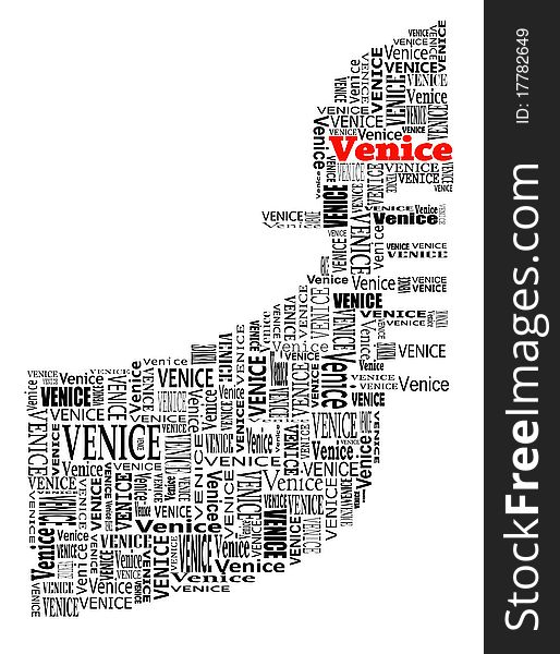Abstract gondola with words venice. Abstract gondola with words venice