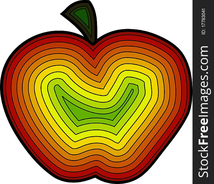 Colorful apple cross-section with color layers. Colorful apple cross-section with color layers.