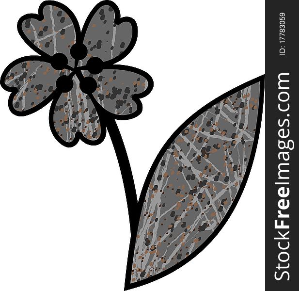 Stylized metal flower with scratches and rust in grunge style. Stylized metal flower with scratches and rust in grunge style.