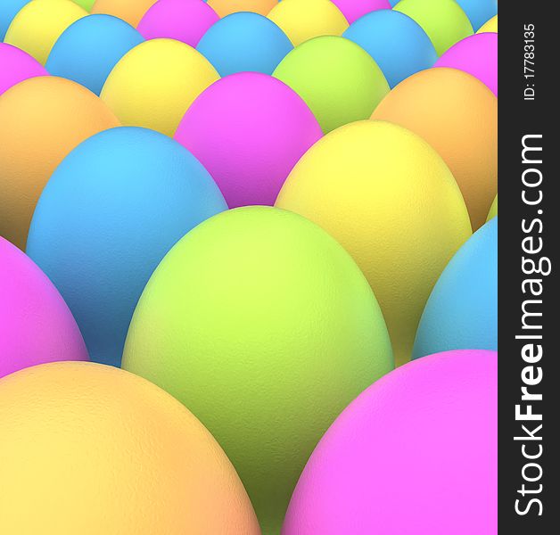 Colorful Easter Eggs 3d render background