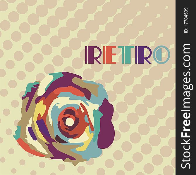 Retro flower on background which consist of circles. Vector illustration. Retro flower on background which consist of circles. Vector illustration