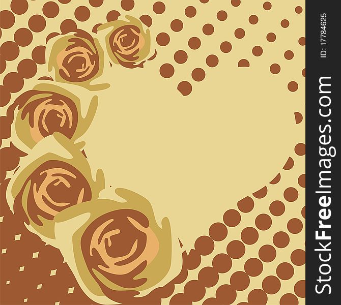 Heart consist of flowers on brown background. Vector illustration. Heart consist of flowers on brown background. Vector illustration