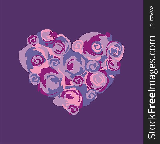 Heart consist of violet and pink flowers. Vector illustration. Heart consist of violet and pink flowers. Vector illustration