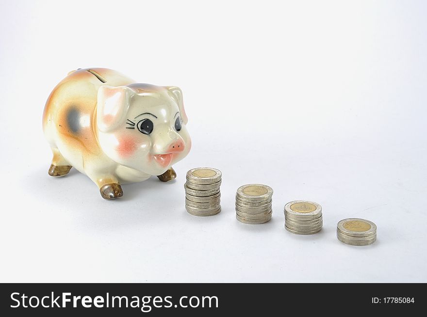 Piggy Bank with coins