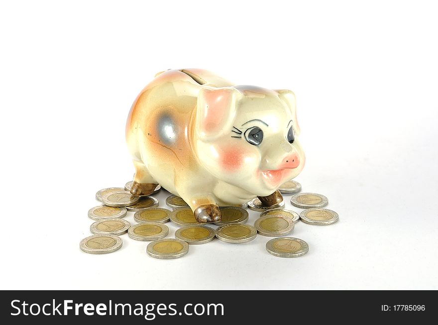 Piggy Bank with coins