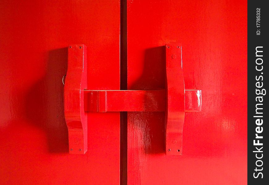 Red latch gate in the temple