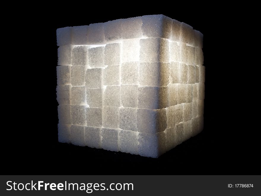 Glowing cube made from white sugar bricks. Glowing cube made from white sugar bricks