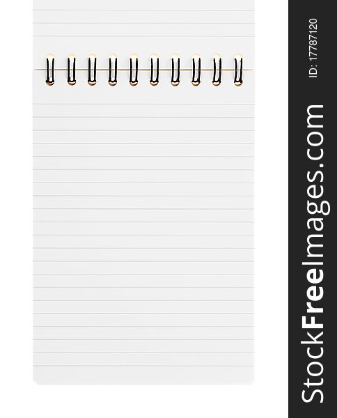 Blank notebook on an white