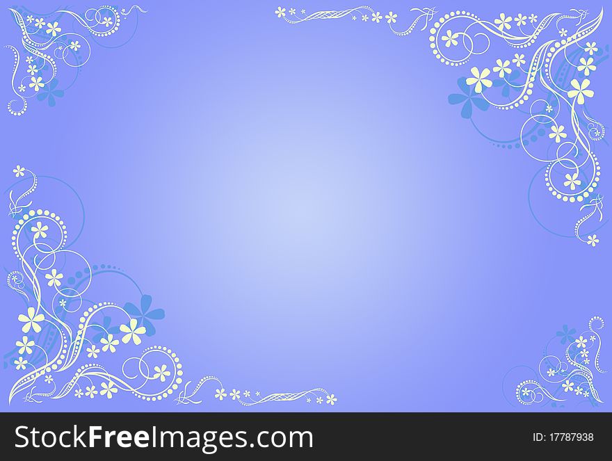 Floral blue artistic frame