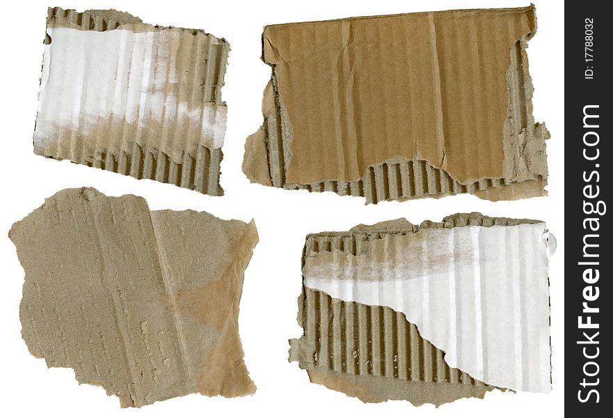 Collection of a cardboard pieces, isolated on white background