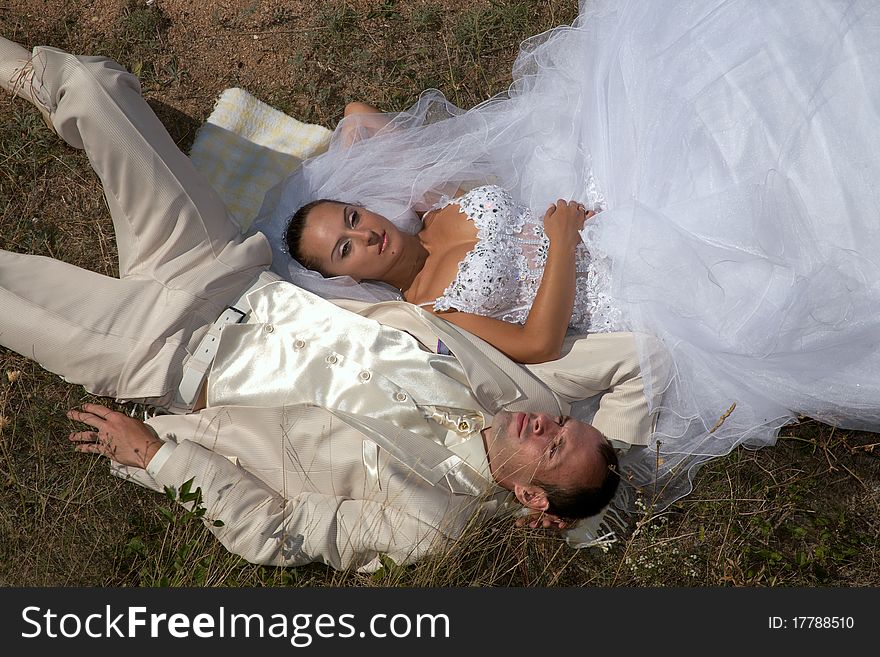 Newly-married couple have arranged picnic. Newly-married couple have arranged picnic.