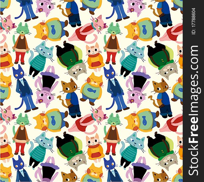 Seamless cat pattern,vector drawing