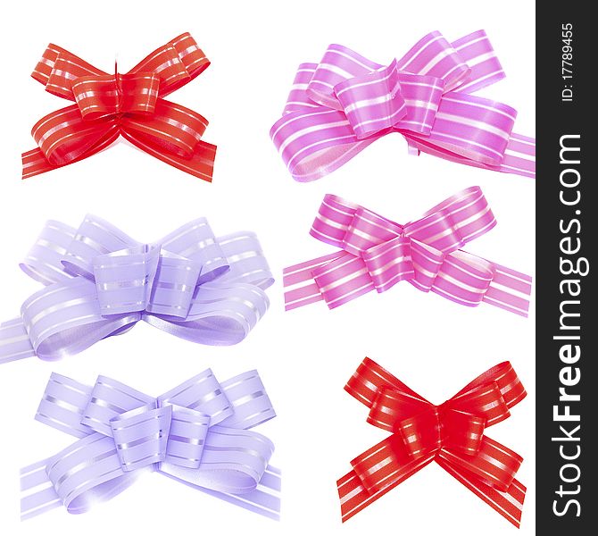 Set of bows isolated on a white background