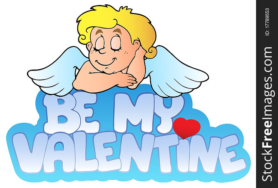 Be my Valentine sign with Cupid