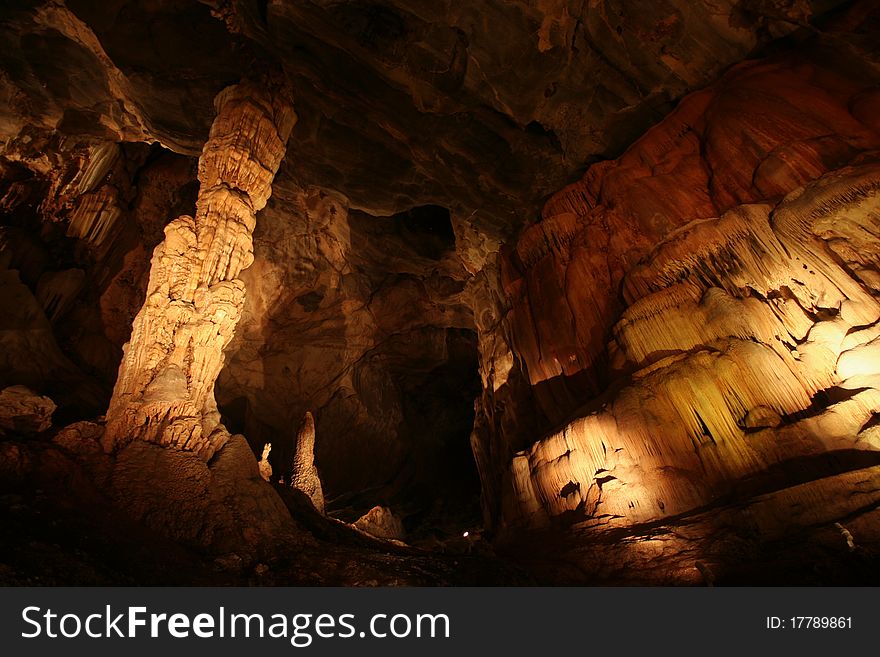 Stalactites in Khamin cave, Tai Rom Yen national park. Surat Thani Province, southern Thailand. Stalactites in Khamin cave, Tai Rom Yen national park. Surat Thani Province, southern Thailand.