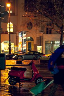 People Rain On A Street In The Center Of Berlin Royalty Free Stock Images