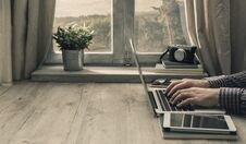 Hipster Workstation At Home Royalty Free Stock Photos