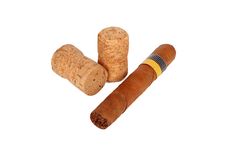 Cigar And Wine Corks Royalty Free Stock Photos