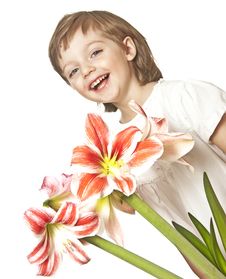 Little Girl  With Lilly Stock Photos