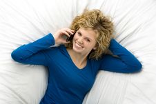 Beautiful Teenage Girl Lying Down Talking On Cell Stock Image Beautiful Teenage Girl Lying Down Talking On Cell Stock Image