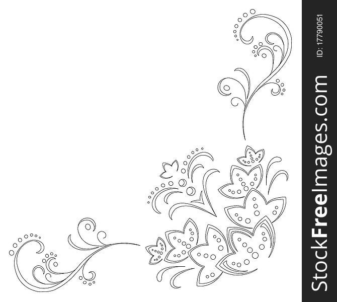 Abstract background, floral pattern, monochrome contour. Abstract background, floral pattern, monochrome contour