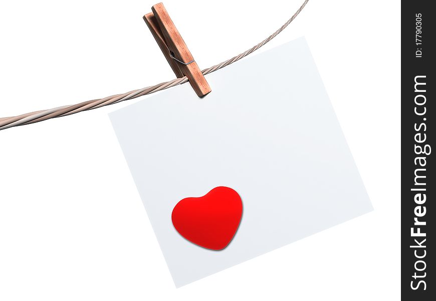 Heart And Blank Card On White Background