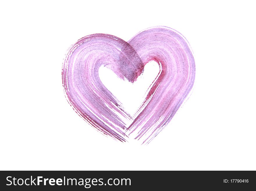 Watercolor heart isolated over white