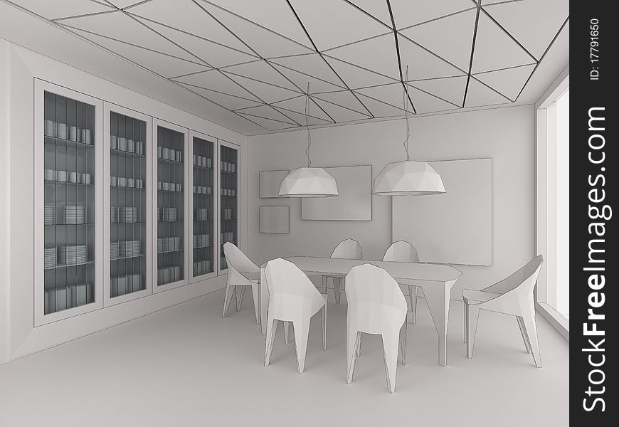 Modern interior, 3d rendering image.