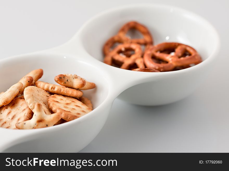 Pretzels, snacks and appetizers for cocktail