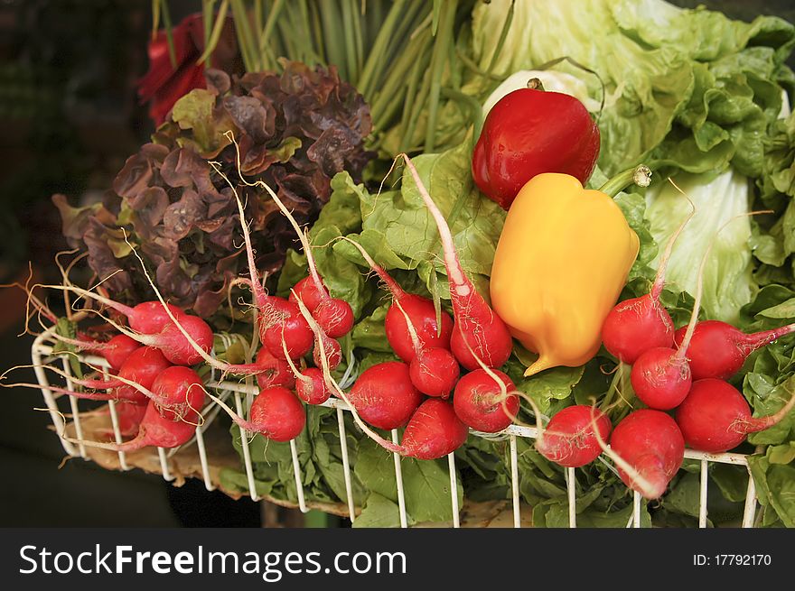 Several Vegetable In Grocery Basket