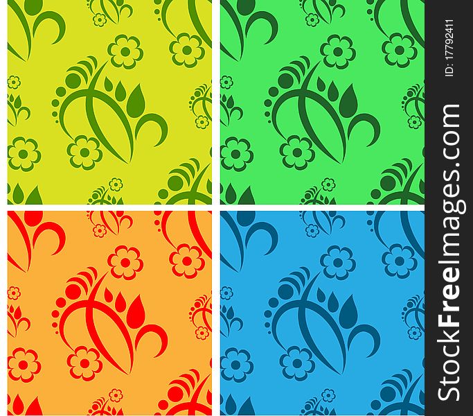 Four floral seamless backgrounds in different colors. Four floral seamless backgrounds in different colors