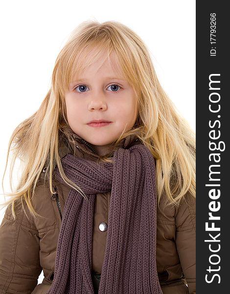 Little blonde girl - child in street clothes
