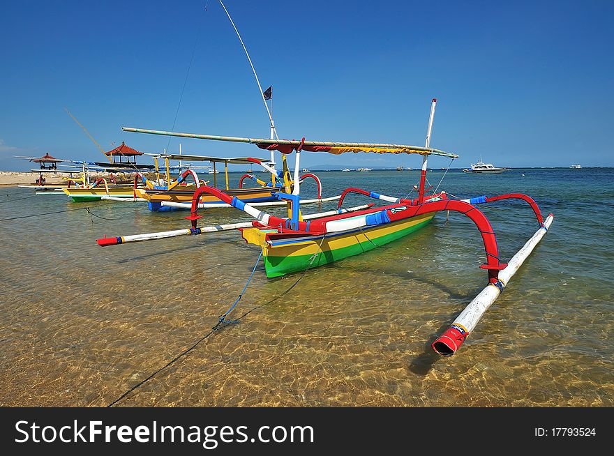 Very colourful traditional fishing boat in bali. Very colourful traditional fishing boat in bali.