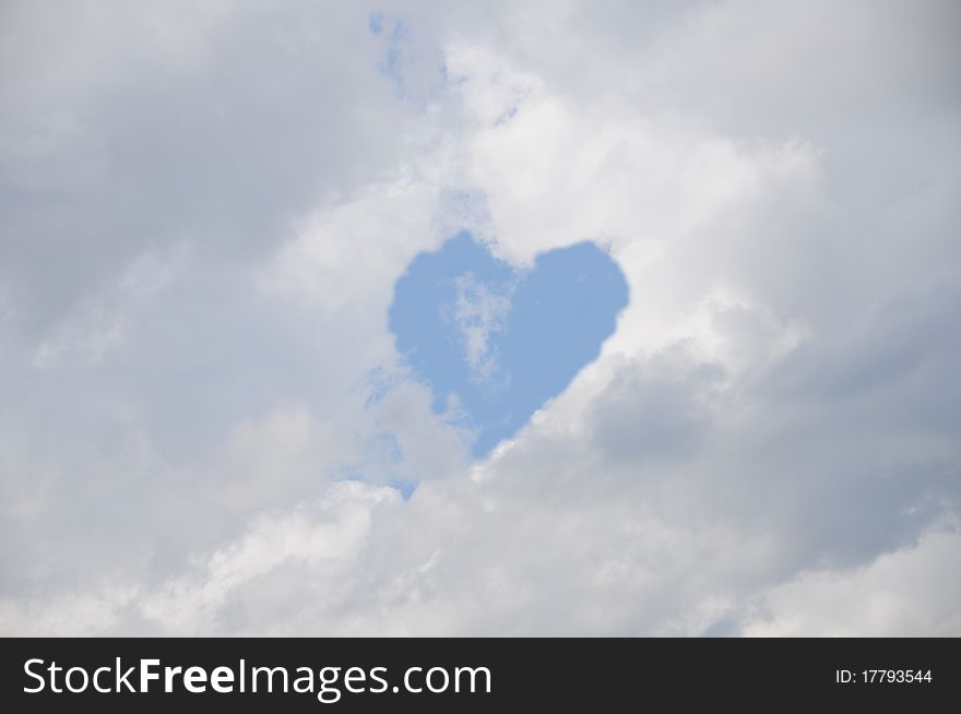 Blue heart with white clouds. Blue heart with white clouds