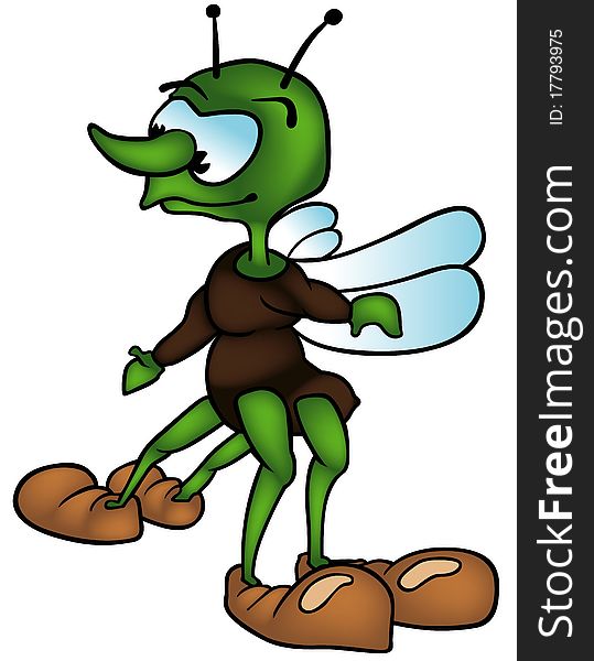 Four-legged Bug - Colored Cartoon Illustration, Vector