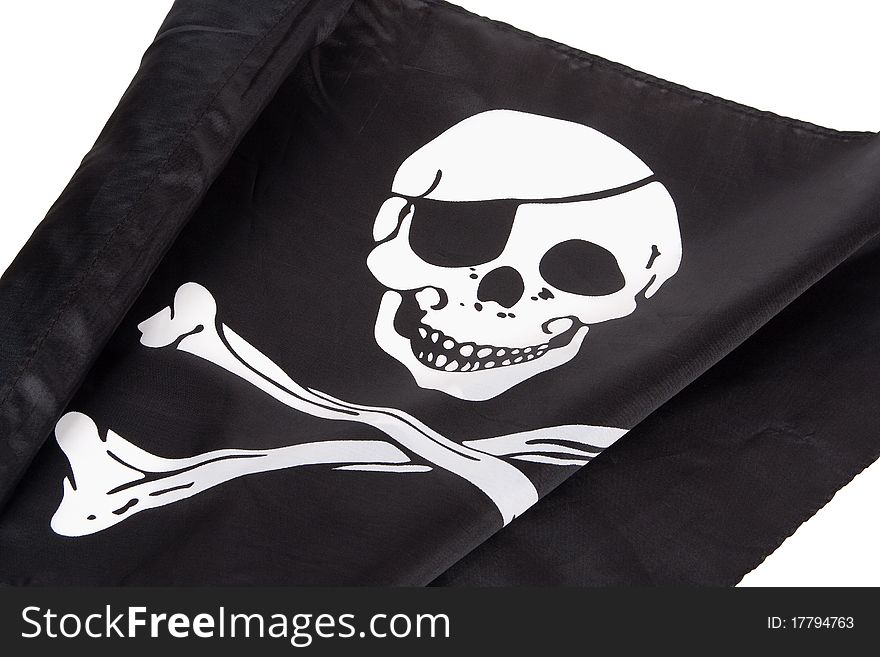 Black pirate flag with a skull and crossbones