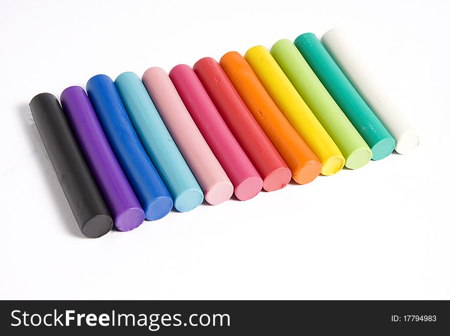 Colorful plasticine clay isolated on white background. Colorful plasticine clay isolated on white background