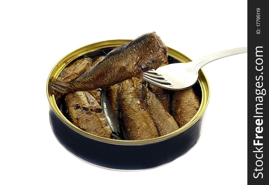 Tasty sprats isolated on a white background