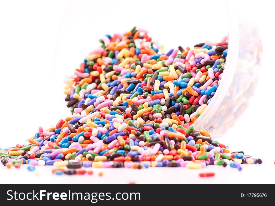 Spilled Cake Decoration Sprinkles From Clear Container