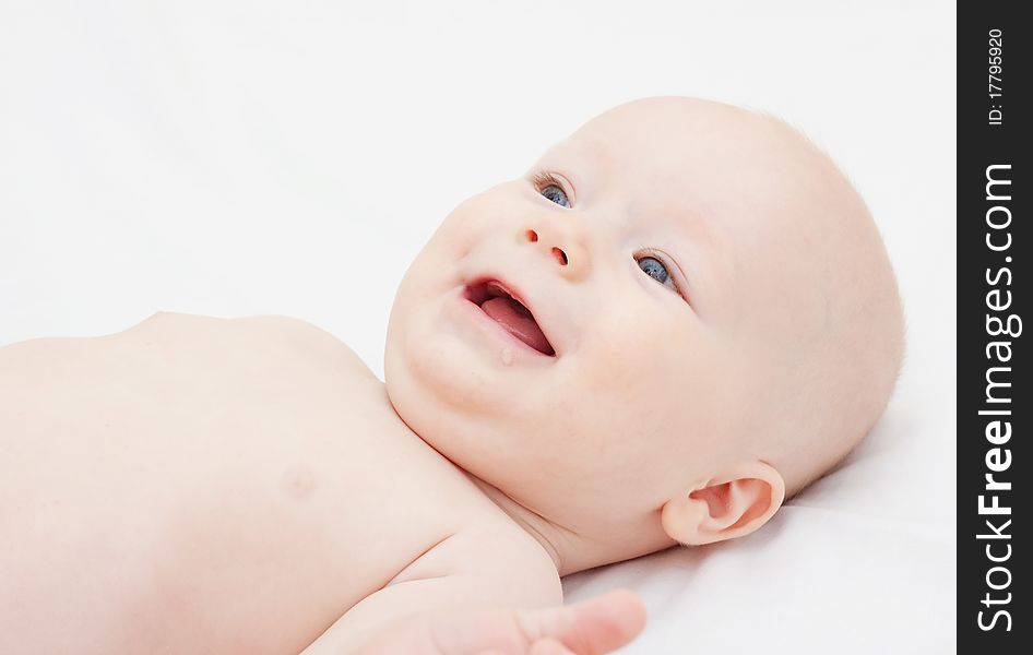 Small newborn baby on white background. Small newborn baby on white background