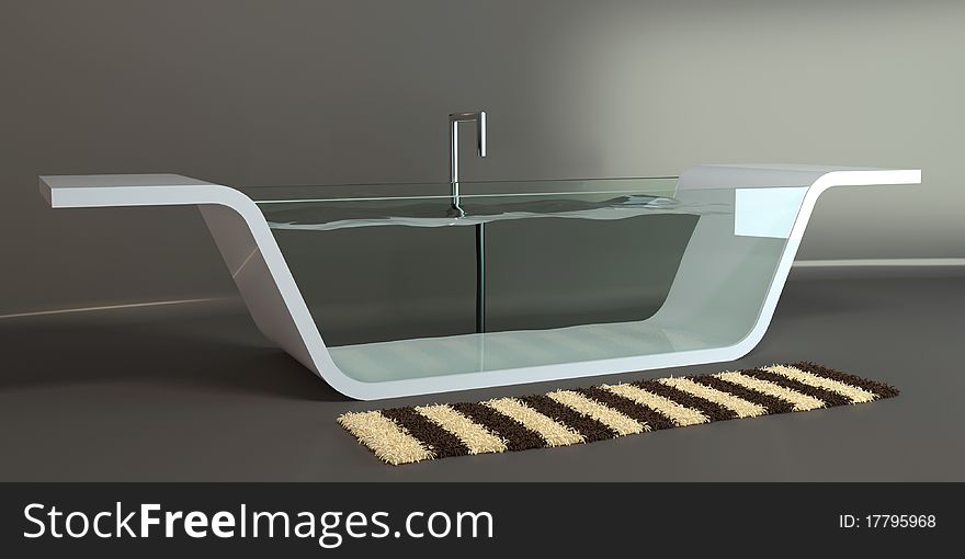 Bath from glass and artificial stone. Bath from glass and artificial stone